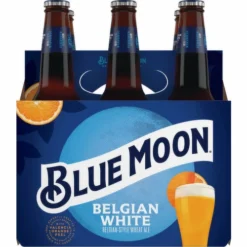 Blue Moon Beer, Wheat Ale, Belgian White, 6 Each