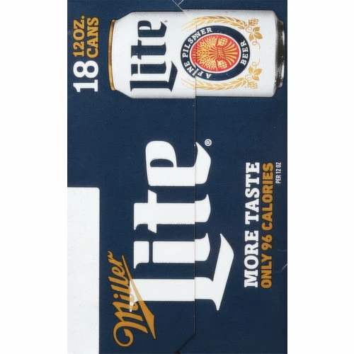 Miller Lite Beer, Pilsner, 18 Each 4 Miller Lite Beer, Pilsner, 18 Each - Image 2