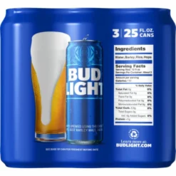 Bud Light Beer, 3 Each